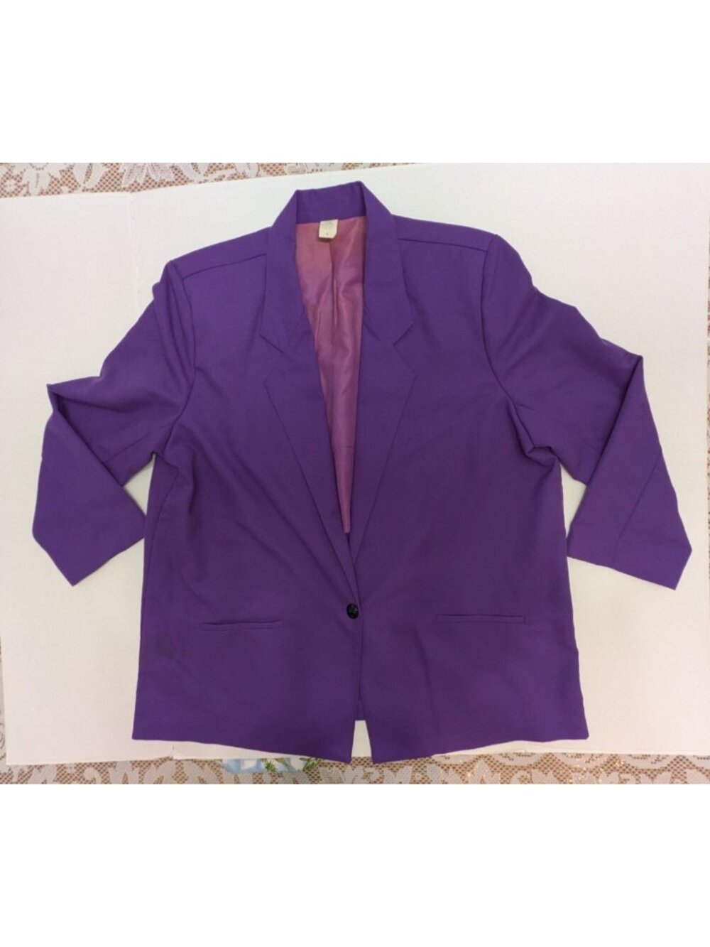 Vintage JP Collections Womens Size 18 Purple Blazer One Button Shoulder Pads